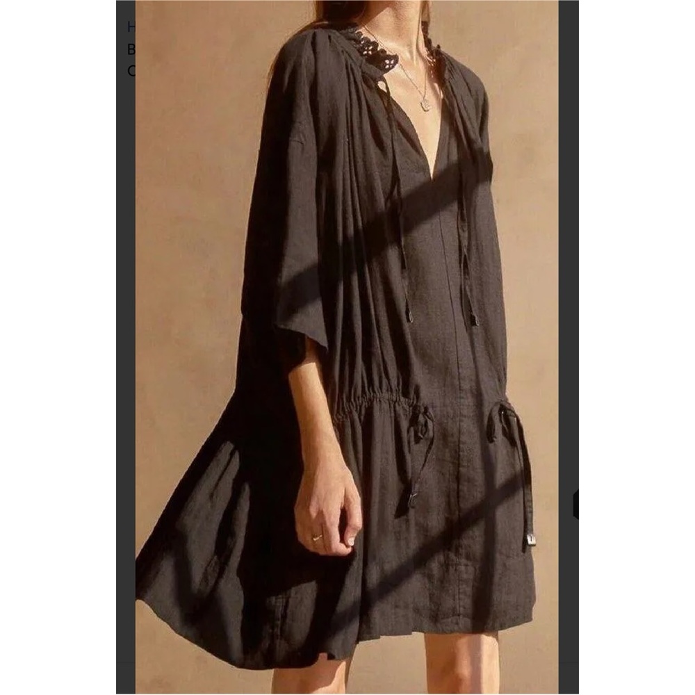 SOLD Brochu Walker St Tropez Dress Small NWT Linen Black Onyx Oversized Mini - Picture 1 of 10